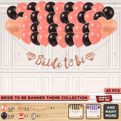 Bride To Be Cursive Banner Theme Collection - Rose Gold & Black