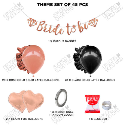 Bride To Be Cursive Banner Theme Collection - Rose Gold & Black