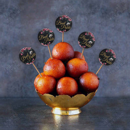 Baat Pakki Flower Print Cup Cake & Sweet Toppers - Pack Of 10