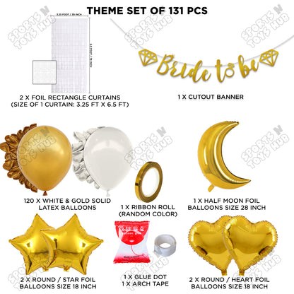 Bride To Be Cursive Banner Theme Collection - White & Gold