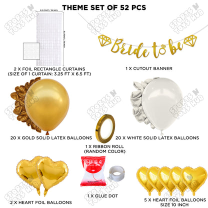 Bride To Be Cursive Banner Theme Collection - White & Gold