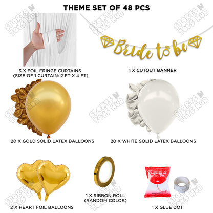 Bride To Be Cursive Banner Theme Collection - White & Gold