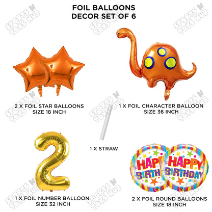 Bronto-Saurus Foil Balloon Pack Of 6 Set With 32 Inch Foil Number Balloons