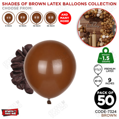 Brown Latex Balloons Available In 9, 12, 18 & 36 Inch Sizes