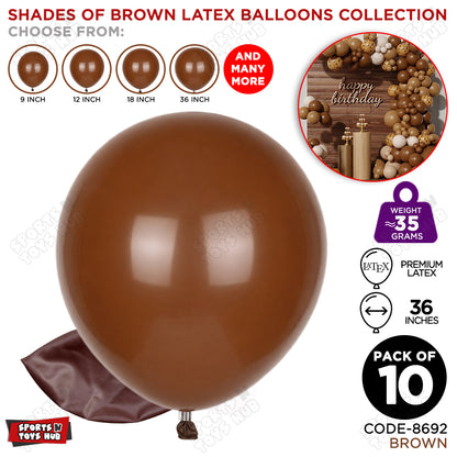 Brown Latex Balloons Available In 9, 12, 18 & 36 Inch Sizes