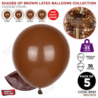 Brown Latex Balloons Available In 9, 12, 18 & 36 Inch Sizes