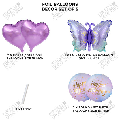 Gradient Color Butterfly Pack Of 5 Foil Balloon Set