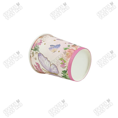 Butterfly Printed Cartoon Character Disposable Paper Glasses for Birthday Parties - Pack of 10
