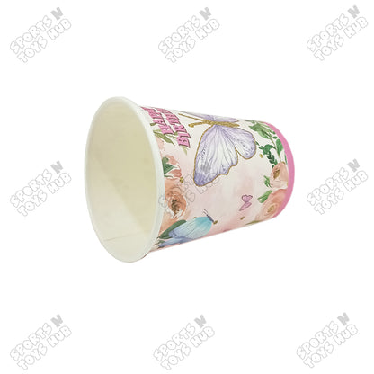 Butterfly Printed Cartoon Character Disposable Paper Glasses for Birthday Parties - Pack of 10