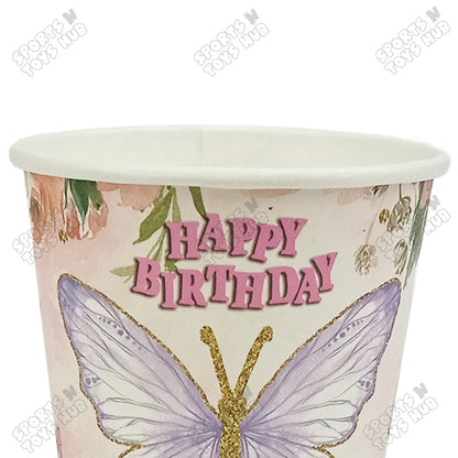 Butterfly Printed Cartoon Character Disposable Paper Glasses for Birthday Parties - Pack of 10