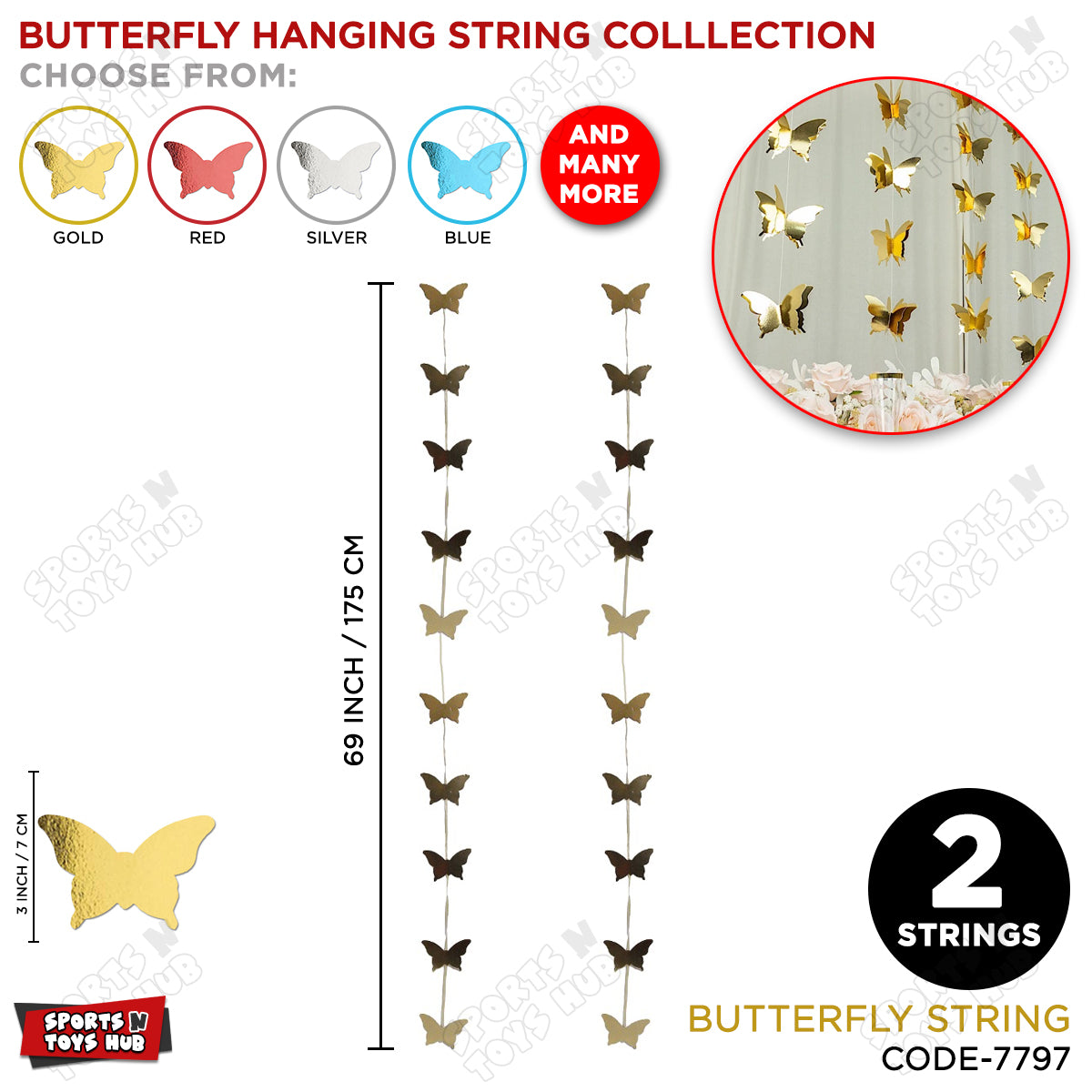Butterfly Shape Hanging Strings - Pack Of 2