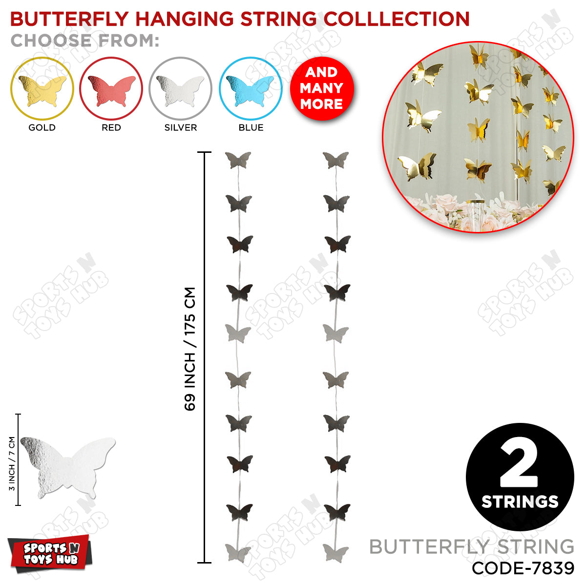 Butterfly Shape Hanging Strings - Pack Of 2
