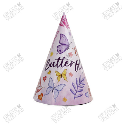 6 Pcs Happy Birthday Butterfly Printed Caps