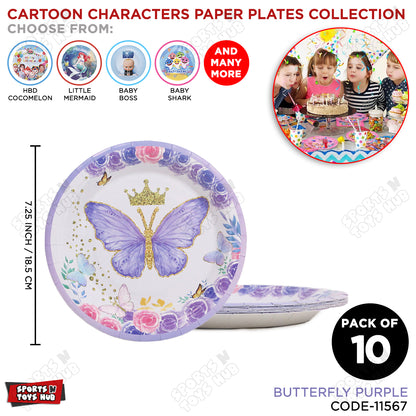 Printed Butterfly Disposable Plates - Pack Of 10