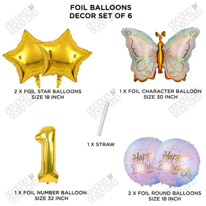 Butterfly Wing Pattern Pack Of 6 Foil Balloon Set