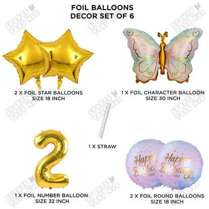 Butterfly Wing Pattern Pack Of 6 Foil Balloon Set