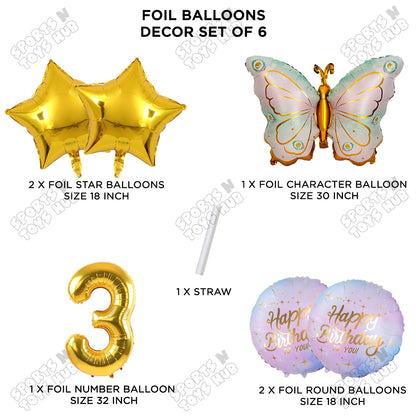 Butterfly Wing Pattern Pack Of 6 Foil Balloon Set