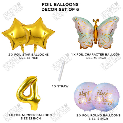 Butterfly Wing Pattern Pack Of 6 Foil Balloon Set