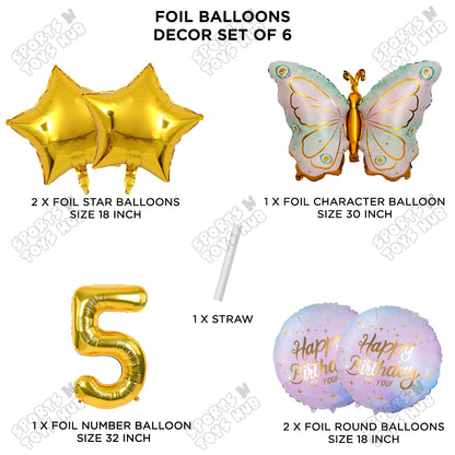 Butterfly Wing Pattern Pack Of 6 Foil Balloon Set