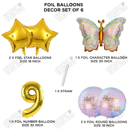 Butterfly Wing Pattern Pack Of 6 Foil Balloon Set