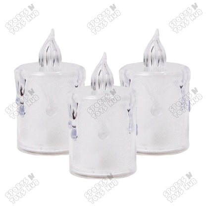 Crystal Clear Candle Shape Warm LED Light Candles - Pack 3