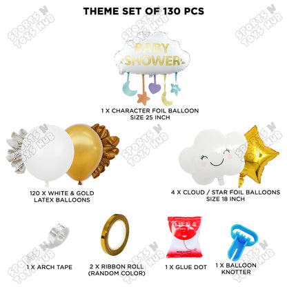 130 Pcs Baby Shower Foil Balloon Set With Neutral Latex Balloon Garland Arch Kit
