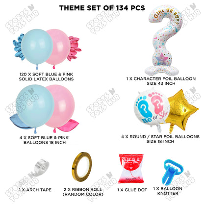 Pink & Soft Blue Balloon Arch Kit – 134 Pcs With Gender Reveal Foil Balloon Set Arch Garland Theme