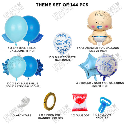 Baby Boy Character Foil Balloon Set Arch Kit Theme – Pack of 144 | Baby Shower Balloon Garland
