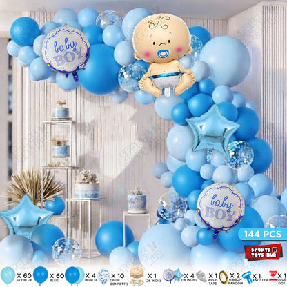 Baby Boy Character Foil Balloon Set Arch Kit Theme – Pack of 144 | Baby Shower Balloon Garland