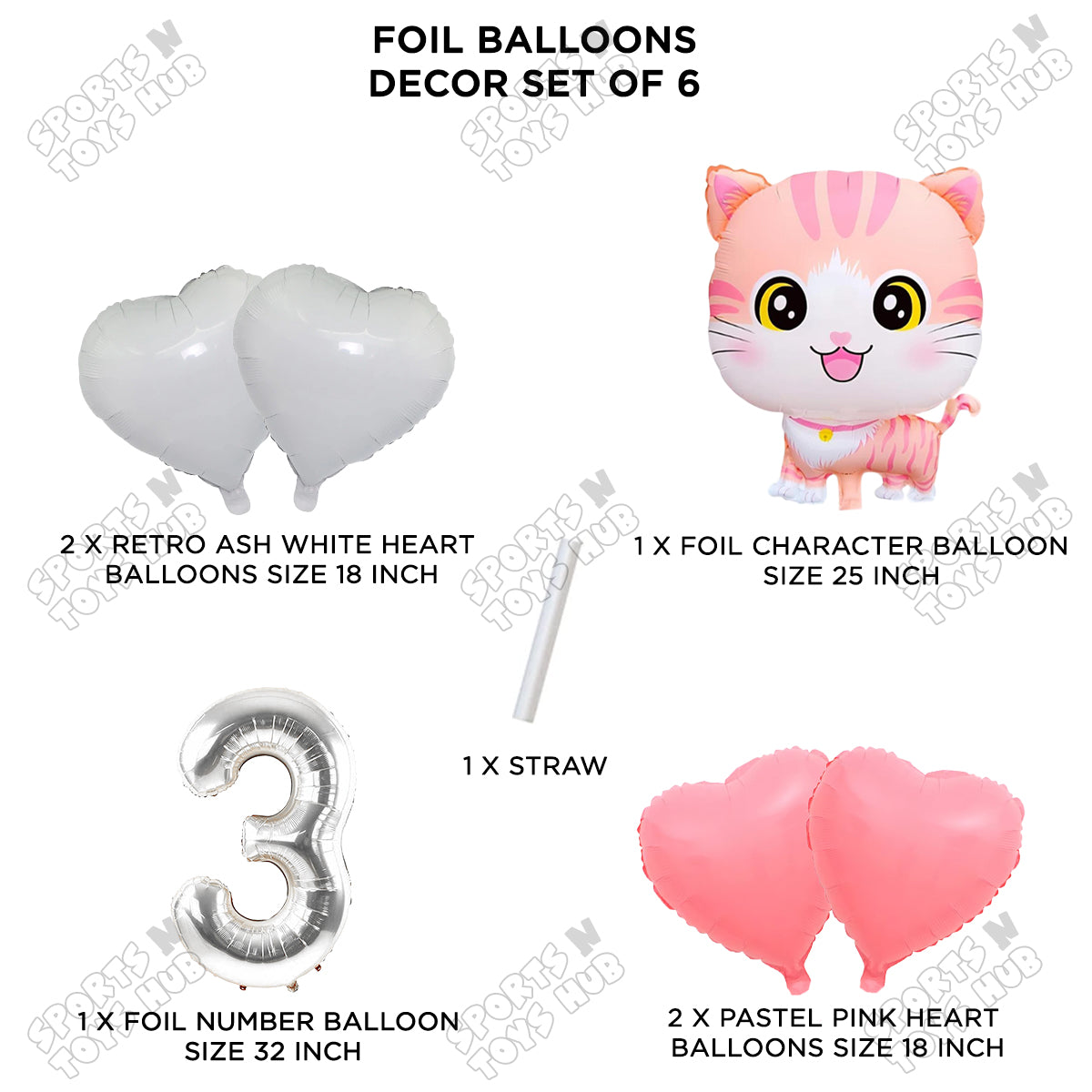 Cartoon Cat Pack Of 6 Character Foil Balloon
