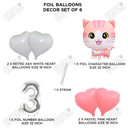 Cartoon Cat Pack Of 6 Character Foil Balloon