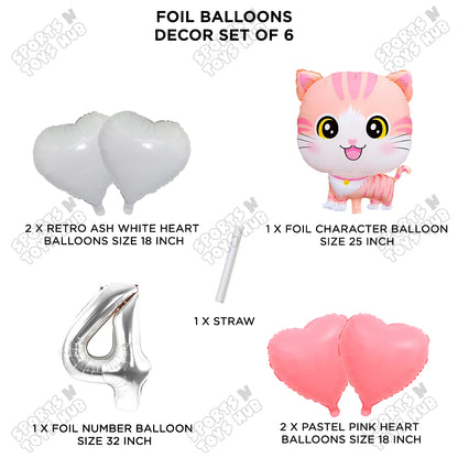 Cartoon Cat Pack Of 6 Character Foil Balloon