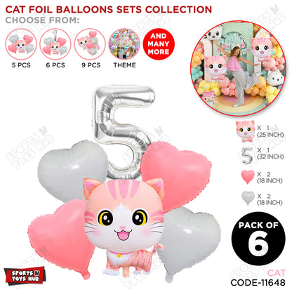 Cartoon Cat Pack Of 6 Character Foil Balloon