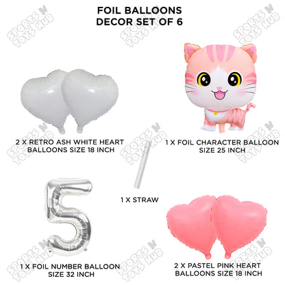 Cartoon Cat Pack Of 6 Character Foil Balloon