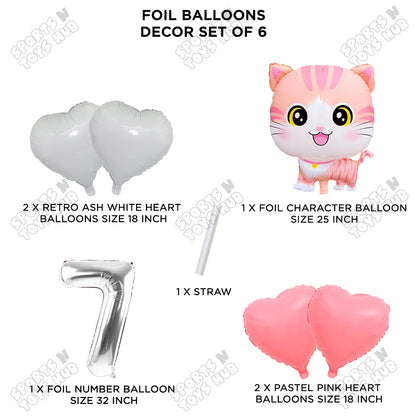 Cartoon Cat Pack Of 6 Character Foil Balloon