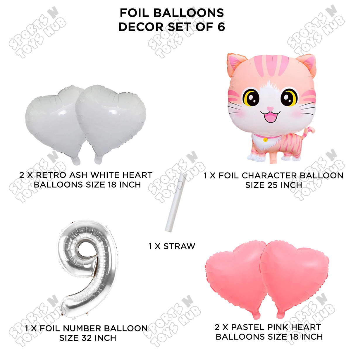 Cartoon Cat Pack Of 6 Character Foil Balloon