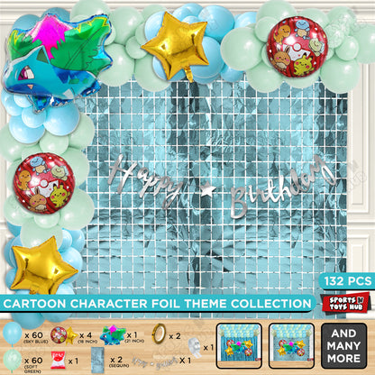 Pokemon Ivysaur Foil Balloon Set With Happy Birthday Cursive Card Banner Arch Theme