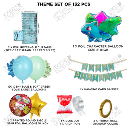 Pokemon Ivysaur Foil Balloon Set With Happy Birthday Card Banner Arch Theme