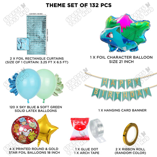Pokemon Ivysaur Foil Balloon Set With Happy Birthday Card Banner Arch Theme