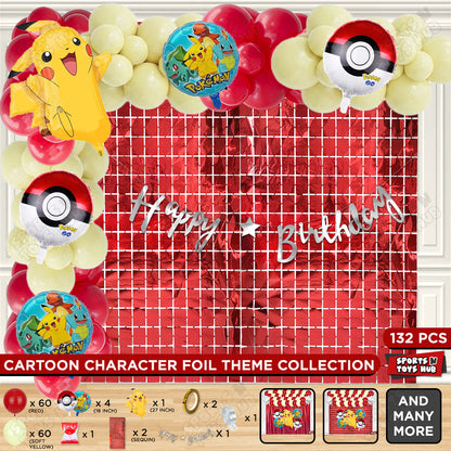 Pokemon Pika-chu Foil Balloon Set With Happy Birthday Cursive Card Banner Arch Theme