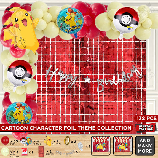 Pokemon Pika-chu Foil Balloon Set With Happy Birthday Cursive Card Banner Arch Theme
