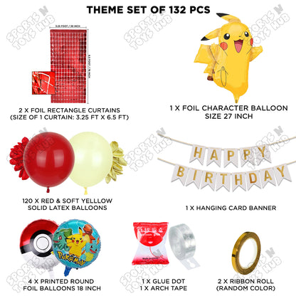 Pokemon Pika-chu Foil Balloon Set With Happy Birthday Card Banner Arch Theme