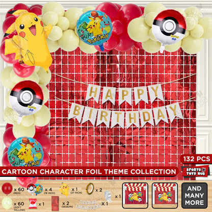 Pokemon Pika-chu Foil Balloon Set With Happy Birthday Card Banner Arch Theme