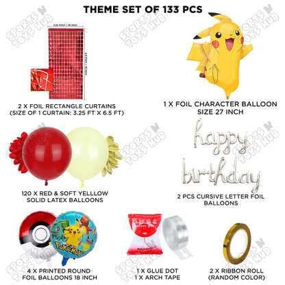 Pokemon Pika-chu Foil Balloon Set With Happy Birthday Cursive Foil Letter Arch Theme