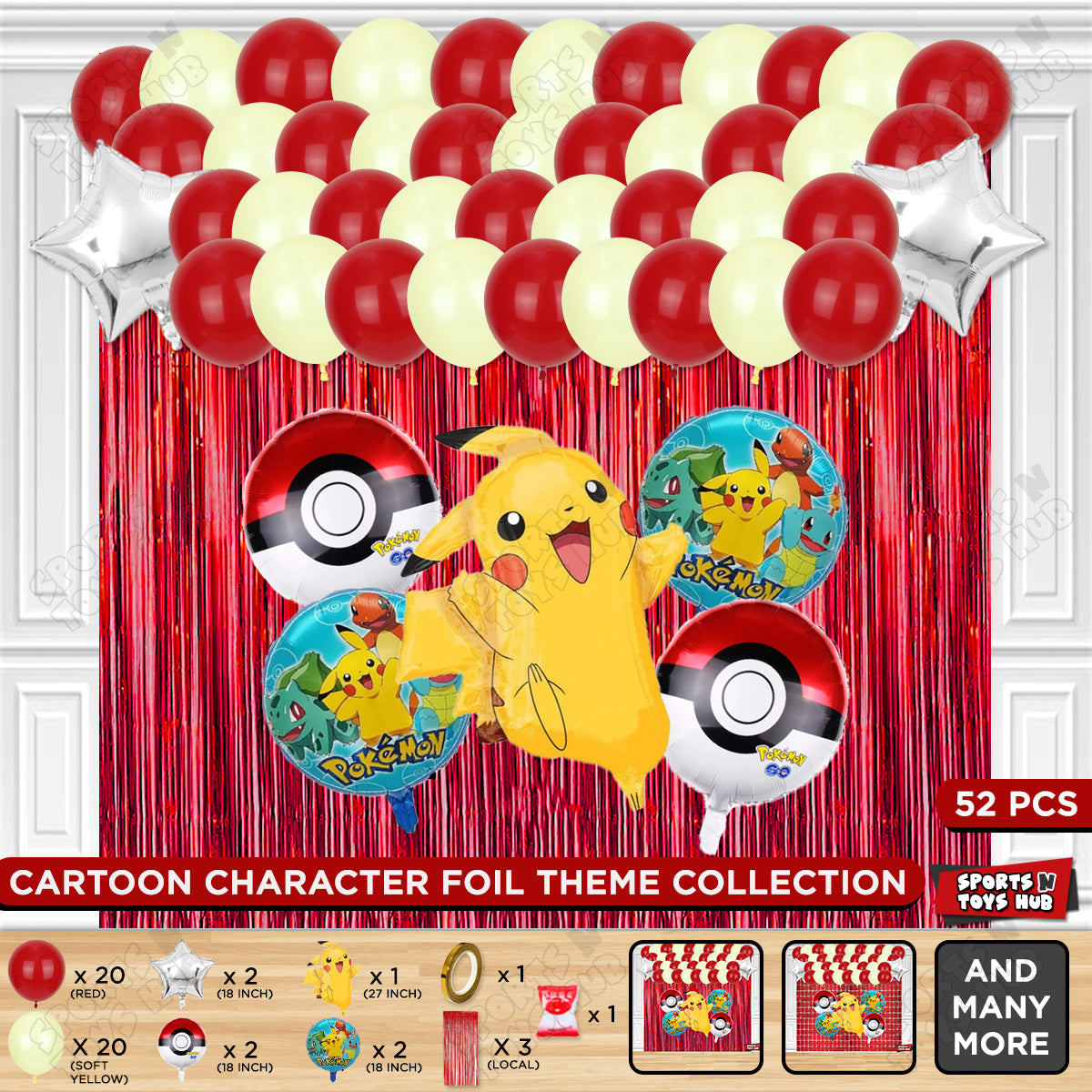 Pokemon Pika-chu Foil Balloon Curtain Theme