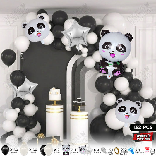 Panda Cartoon Foil Balloon Set Garland Arch Theme
