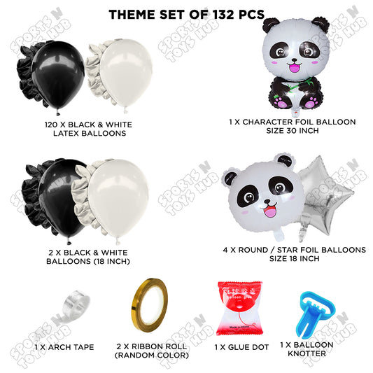 Panda Cartoon Foil Balloon Set Garland Arch Theme