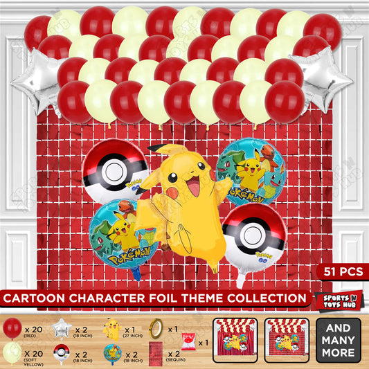 Pokemon Pika-chu Foil Balloon Rectangle Curtain Theme