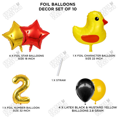 Chick Cartoon Foil Pack Of 10 Balloon Set With 32 Inch Foil Number Balloon