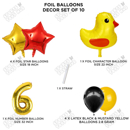 Chick Cartoon Foil Pack Of 10 Balloon Set With 32 Inch Foil Number Balloon